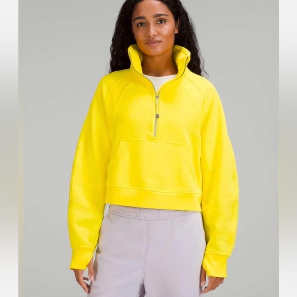 Lululemon Scuba Funnel Neck Half Zip size M/L in Sonic Yellow - Picture 2 of 4